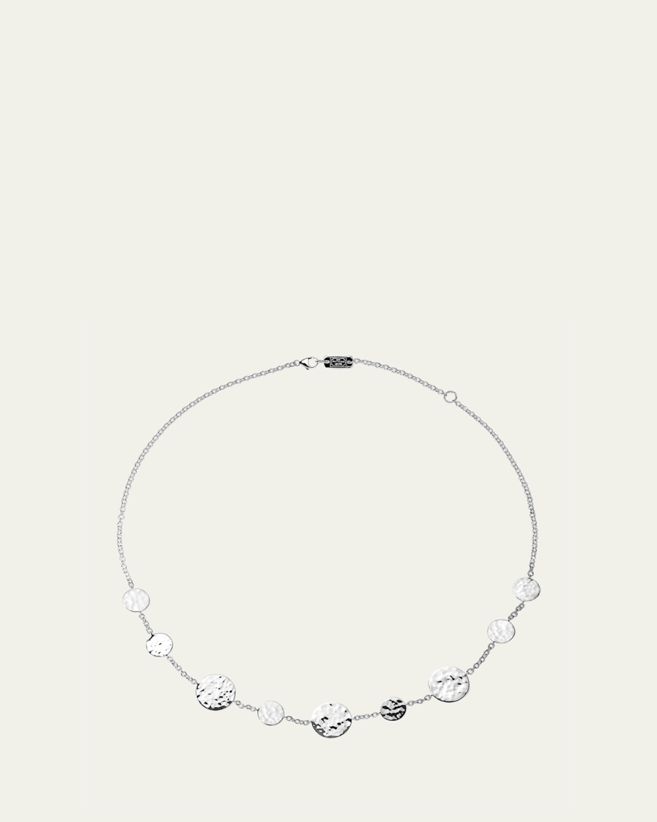 Classico Crinkle Hammered Circle Station Necklace 16"L